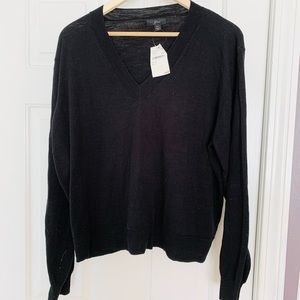 J. Crew Slub Knit Black V-Neck Sweater